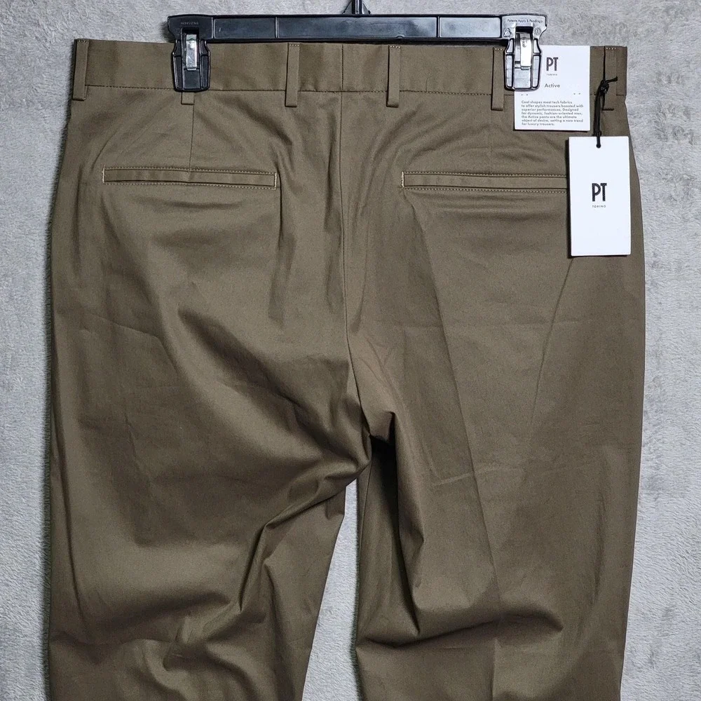 PT Torino Pants Mens 35x34 Brown Active Stretch Chino Trousers Dress Tech Work